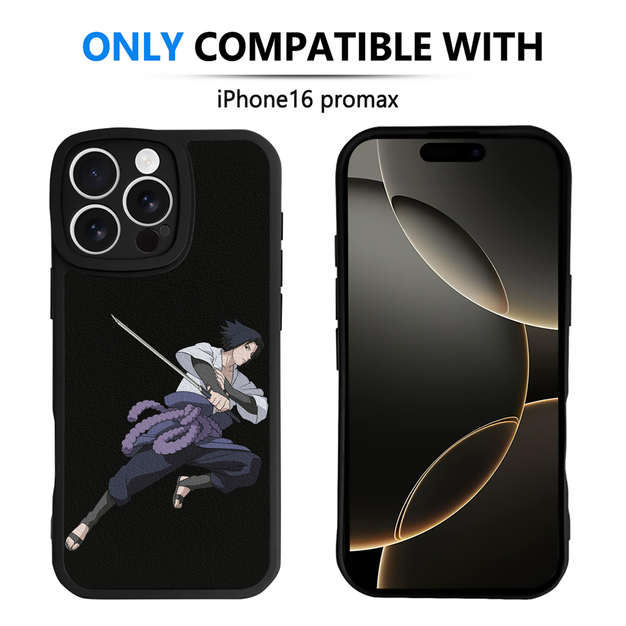 （画像用） NARUTO -ナルト- うちは サスケ Uchiha Sasuke 【iPhone 16シリーズ対応】シリコンスマホケース（レザー調） 材質：シリコン